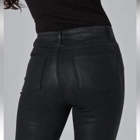 NEW Lola Denim-Billie High-Rise Bootcut Black Coated Stretch Premium Jeans 32 - Picture 5 of 12